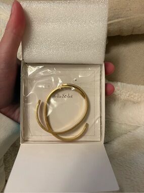 Stella & Dot Gold Open Cuff Bracelet Set